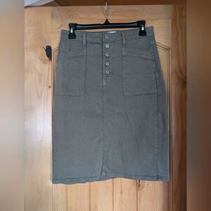 Flying Monkey Denim Knee Length Pencil Skirt - Green